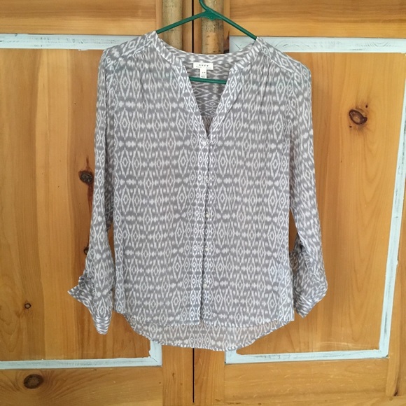 Soft Joie, light cotton button up patterned blouse - Picture 3 of 6